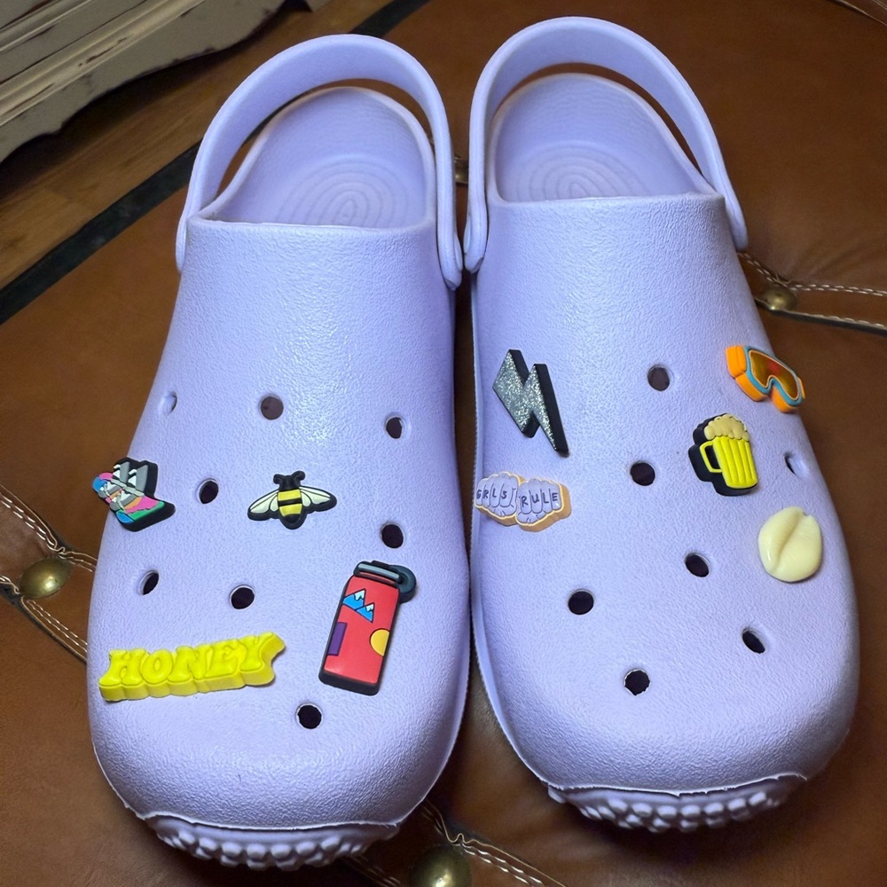 Simply Southern Pastel Purple Crocs with Assorted Charms
